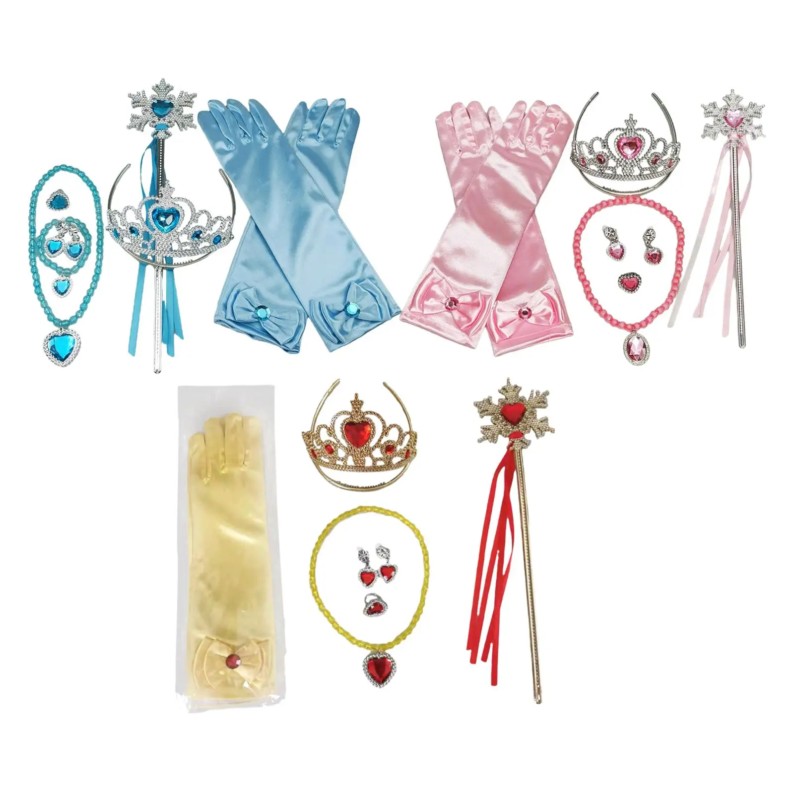 Princess Dress up Accessories Jewellery Crown Wand Gloves Necklace Bracelet for