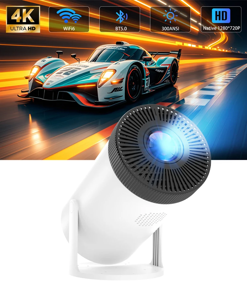 

Portable 4K Home Cinema Projector HY300 Android 13 Dual-Band WiFi 6 Bluetooth 5.0 ,300 ANSI Lumens 1080P Phone Screen Mirroring