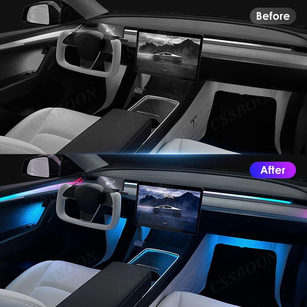 LED Ambient Light for Tesla Model 3 Y Car Retrofit Atmosphere Lamps Mobile APP Control Ambient Kits