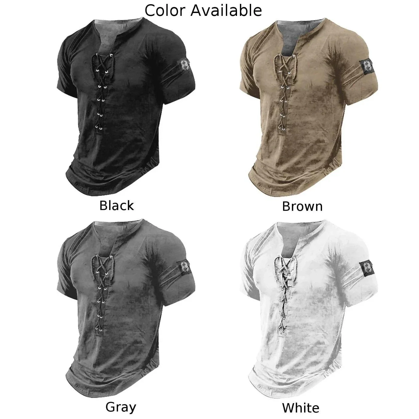 Fashion Summer Lace Up Muscle Slim Fit 3D Print Short Sleeve O Neck T-Shirt Sport Fitness Tee Tops T Shirts Clothing For Men