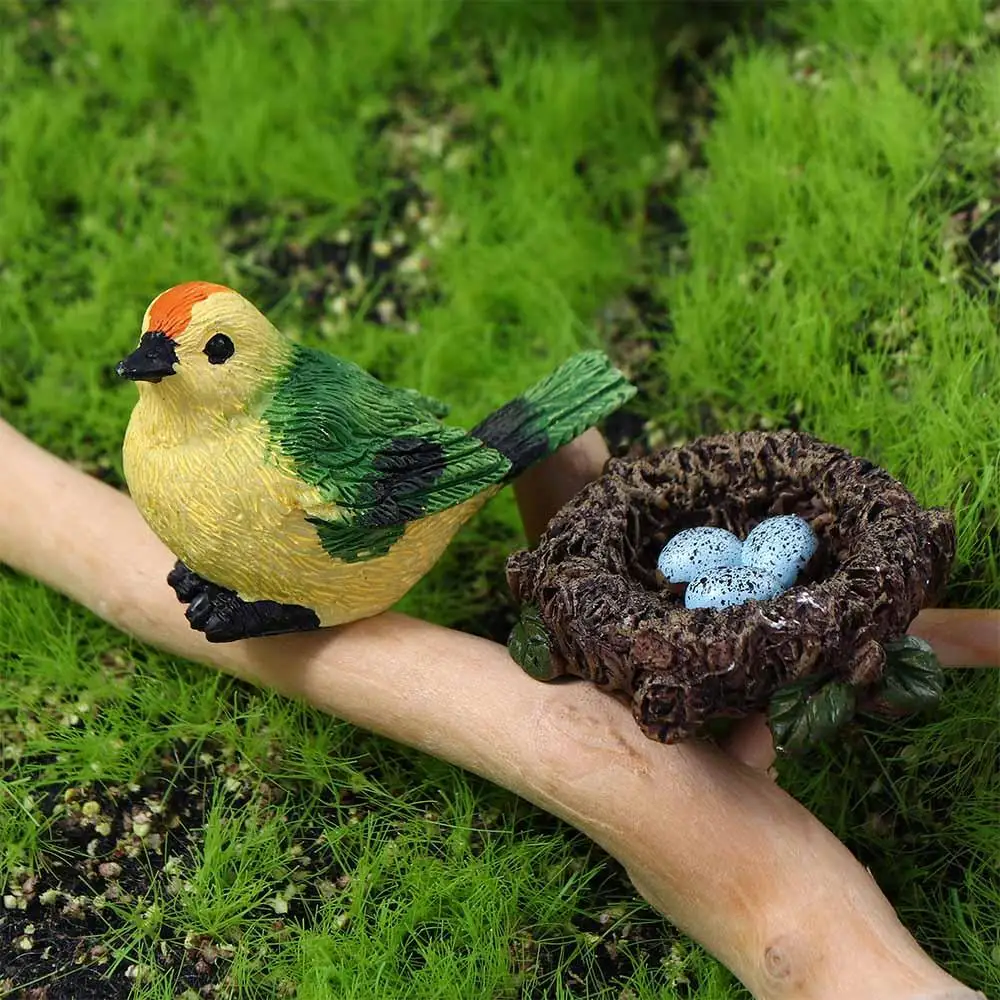 DIY Dollhouse Little Birds Succulent Plant Bonsai Ornaments Home Decor Micro Landscape Miniature Figurines Fairy Garden Decor