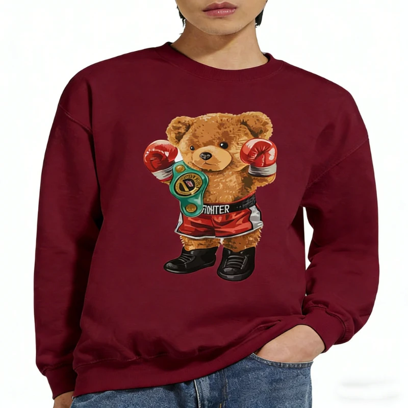 Felpe invernali con animali da boxe Orso campione del mondo Orso alla moda MMA Boxer Abbigliamento da palestra Muay Thai Felpe con cappuccio abbinate a maniche lunghe