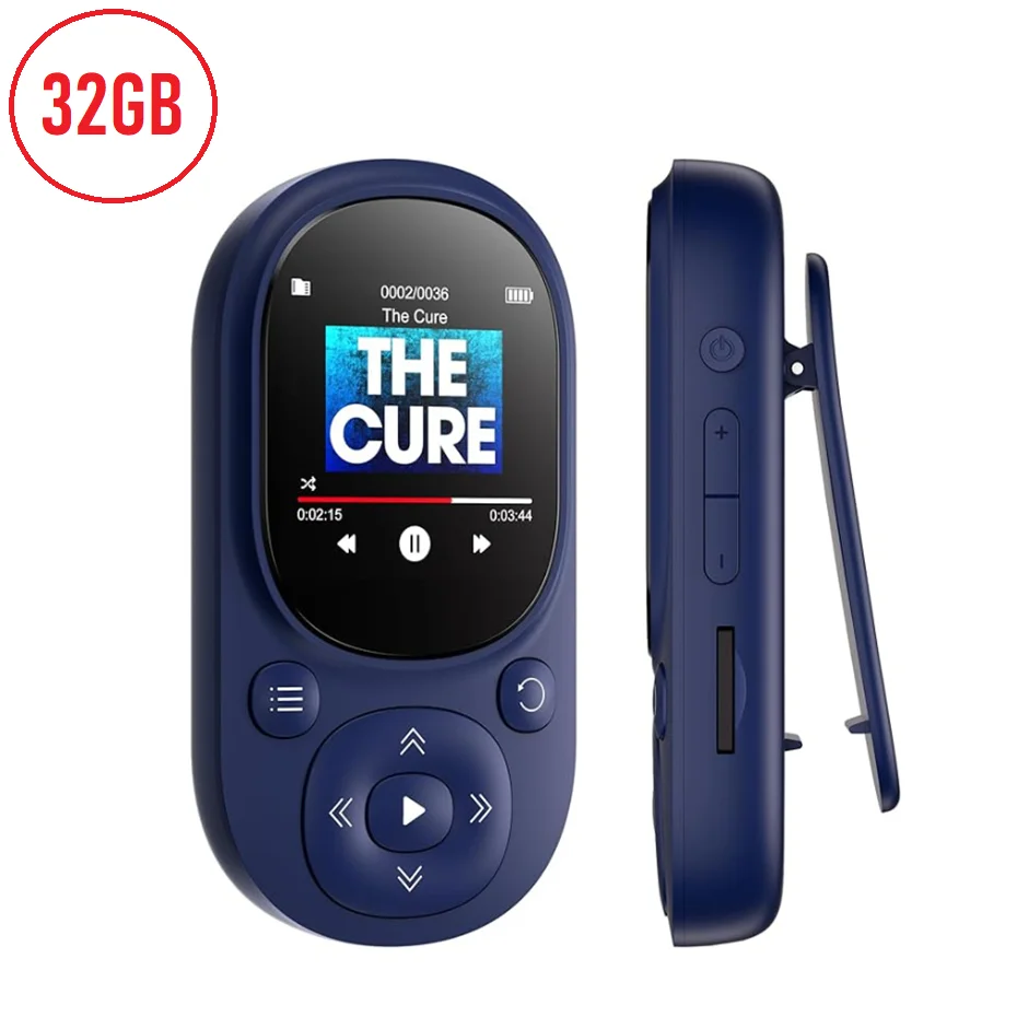 

32GB Clip Mp3 Music Player With Bluetooth Lossless Sound Sports MP3 Player Support FM Radio Voice Recording Up To 128GB TF Card