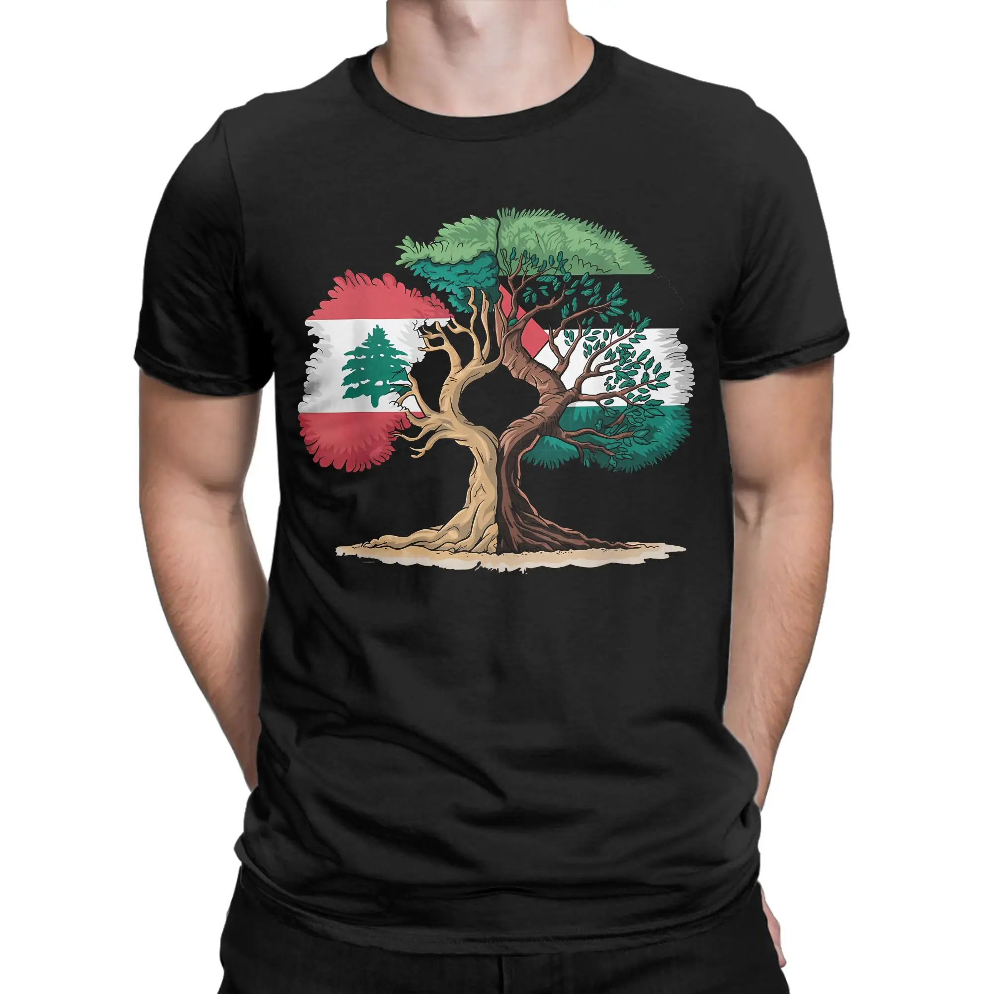 Men's T-Shirt Lebanon Palestine Flag T-Shirts Fashion  Summer Tee Shirt Y2K Funny Casual Cotton Clothes Birthday Gift