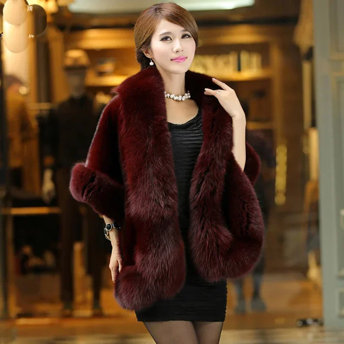 Cotday Fox Fur Rabbit  Coat Cape  Looks New Thin Mink  Women Autumn and Winter  Like Shawl Short   X1160