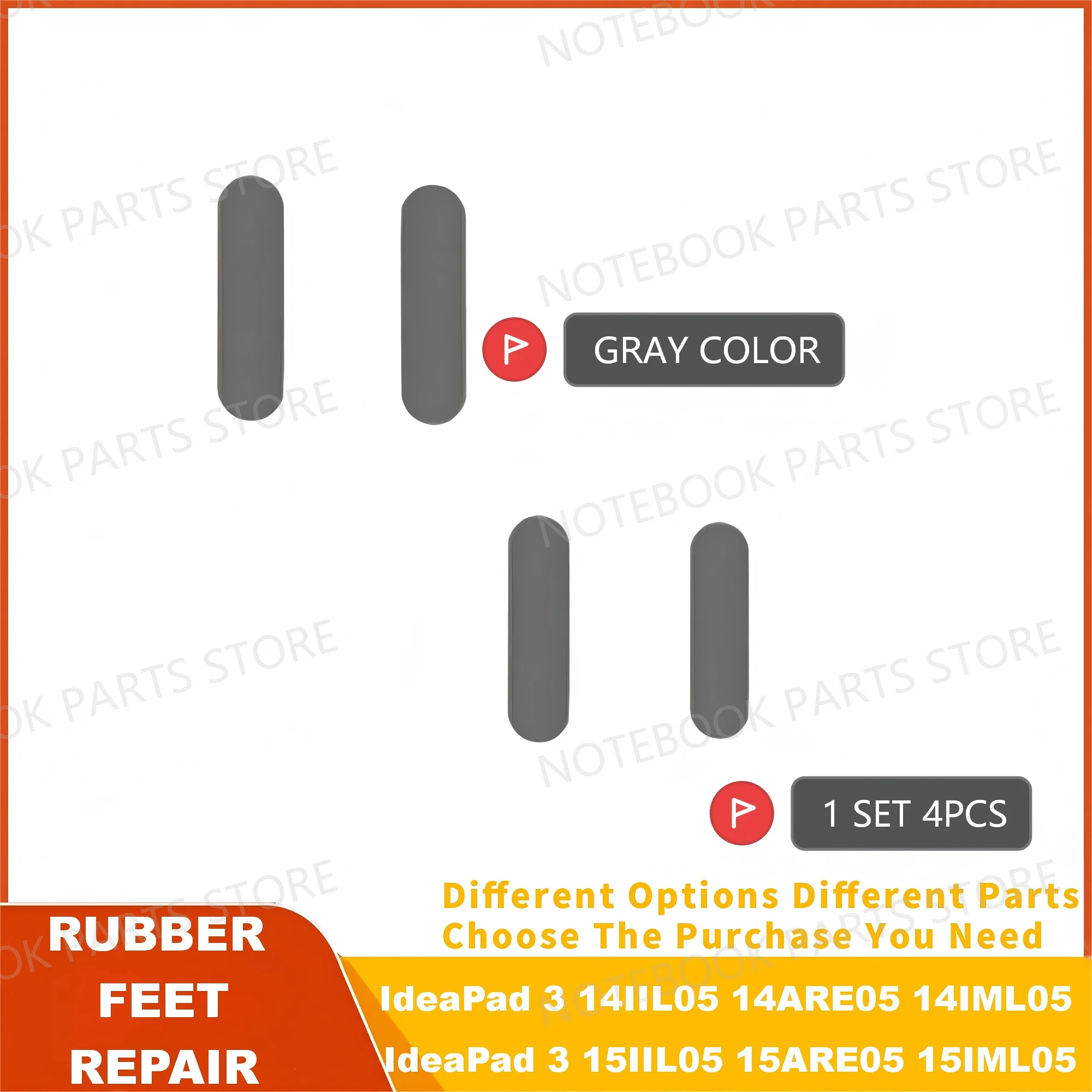 Rubber Feet For Lenovo Ideapad 3-15ADA05 15ARE05 15IML05 15IIL05 15ITL05 3-15ADA05 Ideapad 3 14ARE05 14IML05 14IIL05 Pad Replace