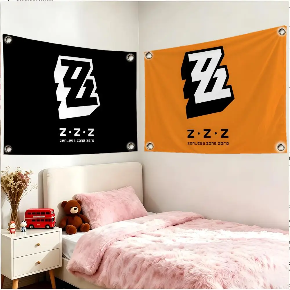 Game Action Zenless Zone Zero Flags Daily Four Ring Borderless Design Indoor & Outdoor Decor Easy to Hang Install