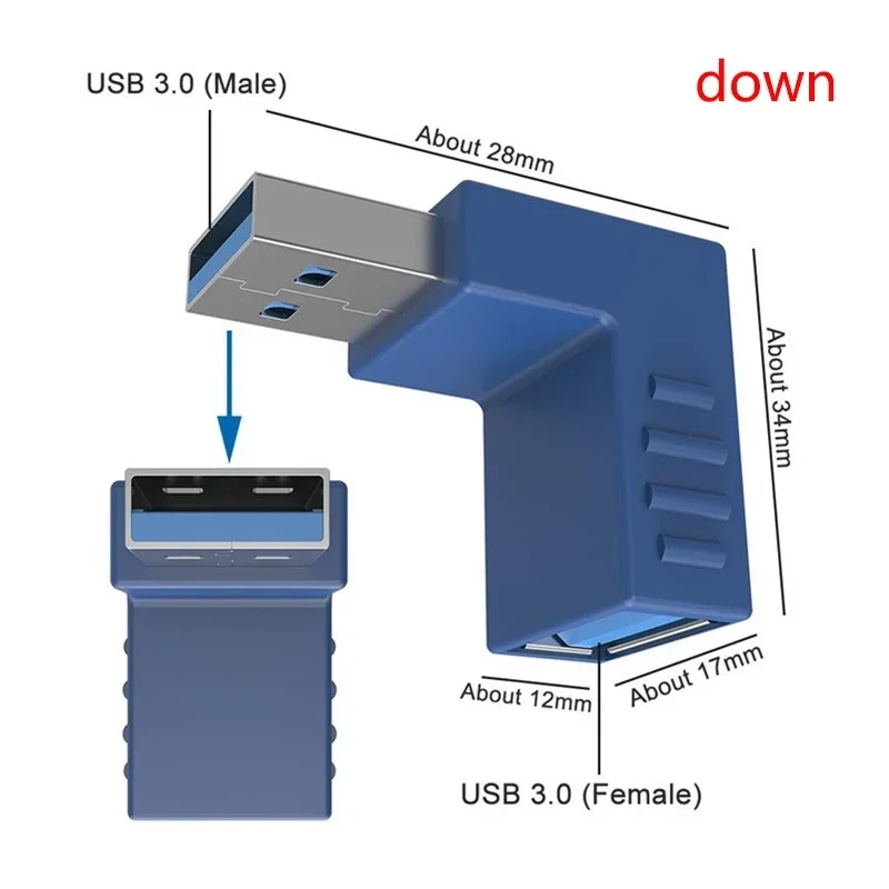 Najnowszy Hot USB męski do żeńskiego z lewym kątem 90 stopni Adapter USB3.0 męski do żeńskiego łącznika łokciowego