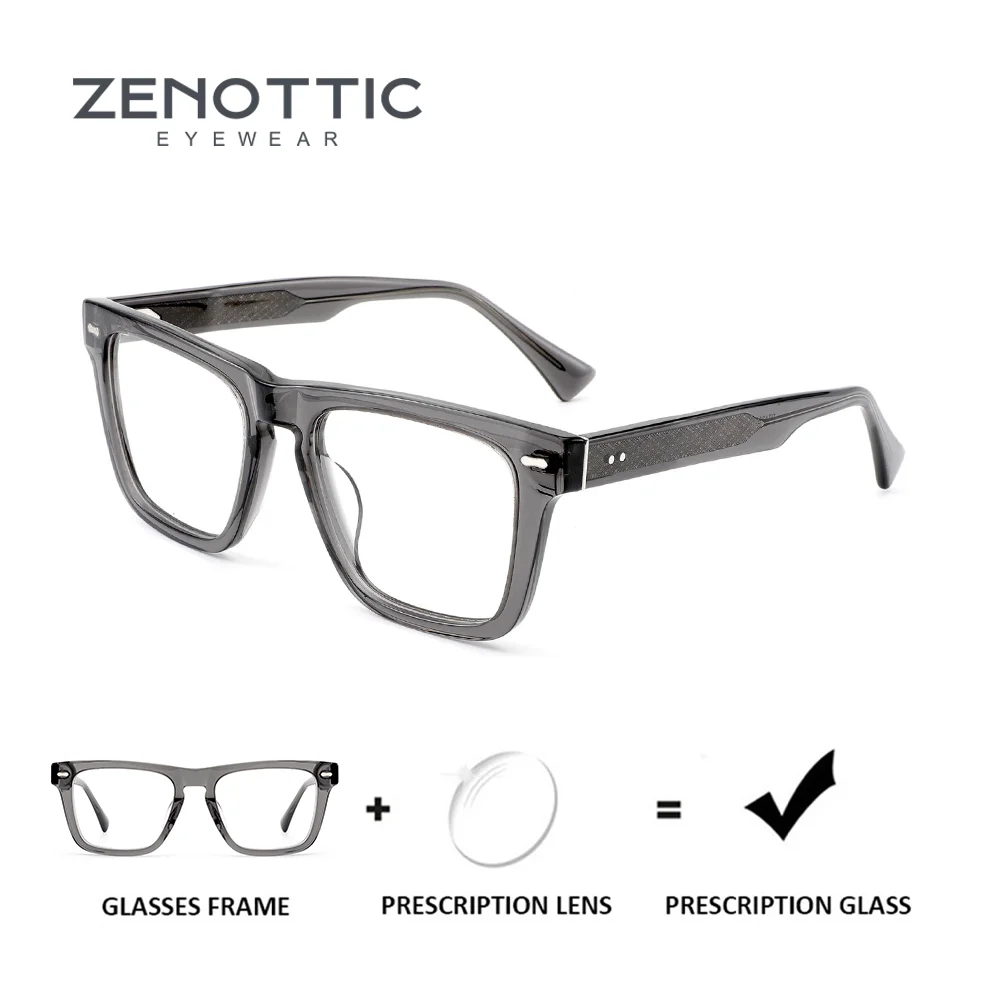 

ZENOTTIC Stylish Acetate Square Prescription Glasses for Unisex Progressive Optical Eyeglasses Photochromic Eyewear