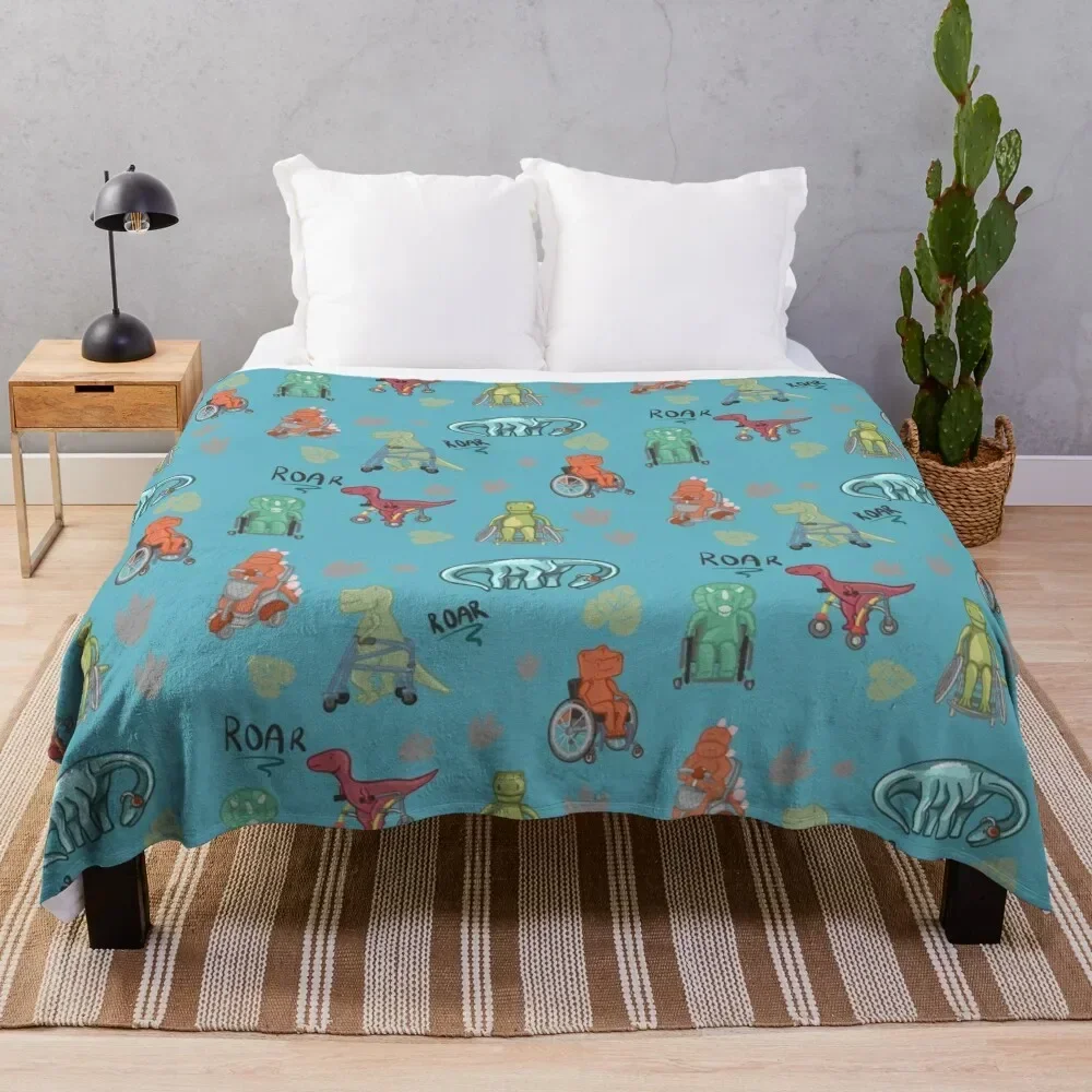 Dinos with Mobility Device Blanket Design Throw Blanket Soft For Decorative Sofa Blankets