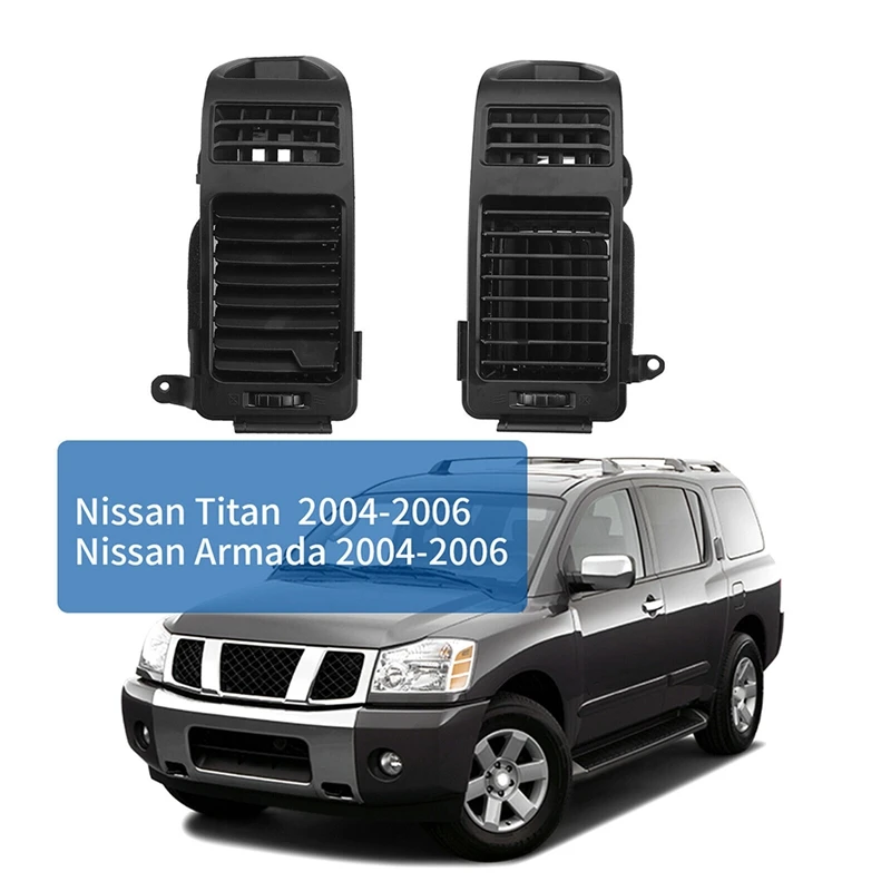 Black 1Pair Left & Right Side A/C Dash Air Vent Cover Trim Parts For Nissan Armada Titan 04-06 68421-9FD0B 68420-9FD0B