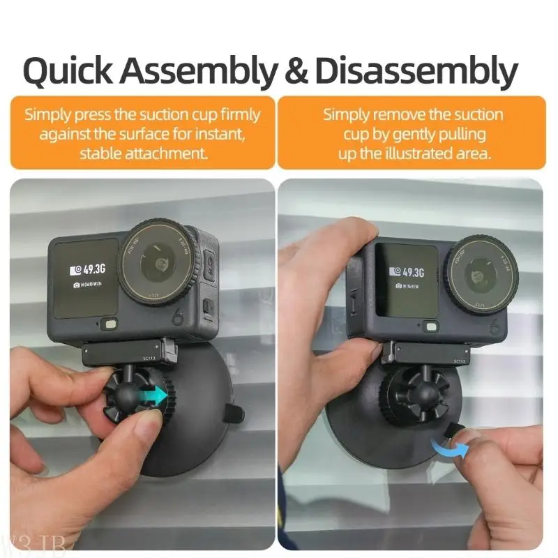 W3JB Magnetische Kamera-Saugnapfhalterung für Action-6-Kameras, Outdoor-Aufnahmen mit sicherem Verriegelungsmechanismus – Detail 2