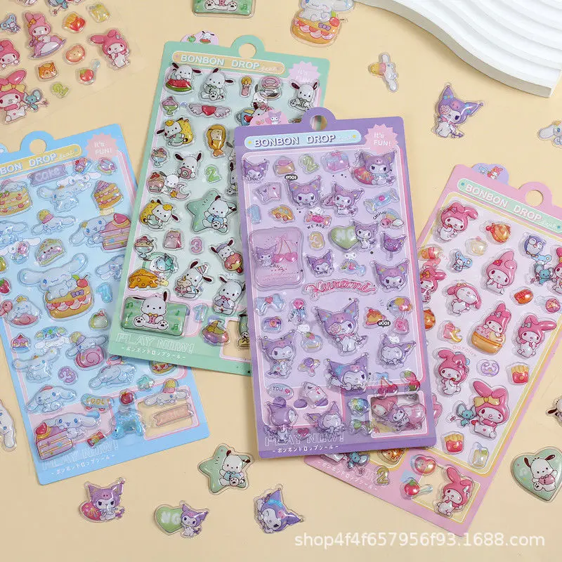

Sanrio Cute Creative Kulomi Melody 3d 3d Relief Stickers Waterproof Cute Children'S Girls Cartoon Notebook Decorative Stickers