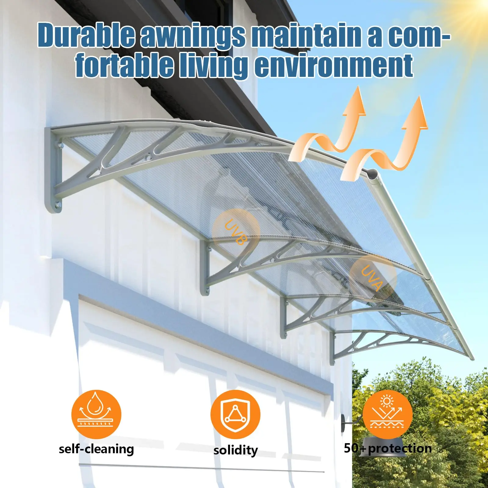40x80in Window Door Awning Exterior UV/Rain Proof Overdoor Canopy