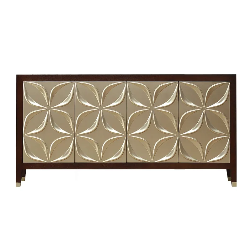 Entrance cabinet solid wood three-dimensional carved foyer European living room dining side cabinet partition cabinet2005
