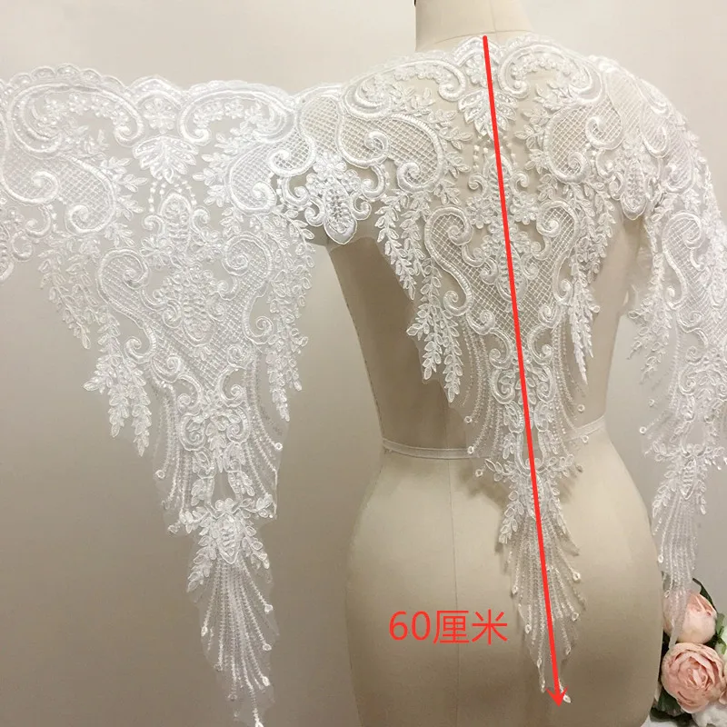 Ivory White High Density Embroidery Sequin Lace, Bridal Clothing Accessories, DIY High-Quality, 60cm Width, RS2911