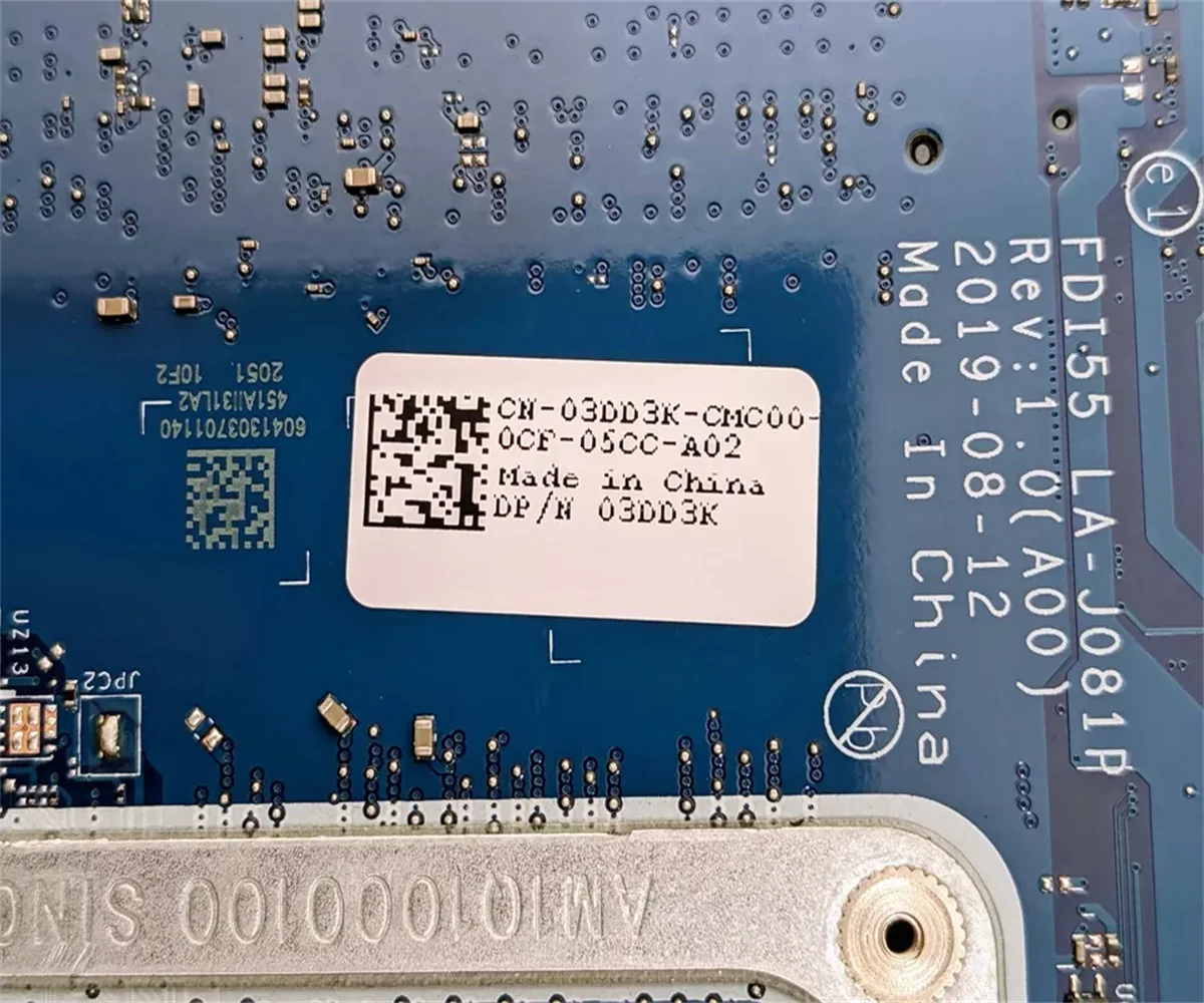 03DD3K 3DD3K Per DELL INSPIRON 15 3593 Scheda Madre Del Computer Portatile INTEL CORE I3-1005G1 CPU 100% Test Completo