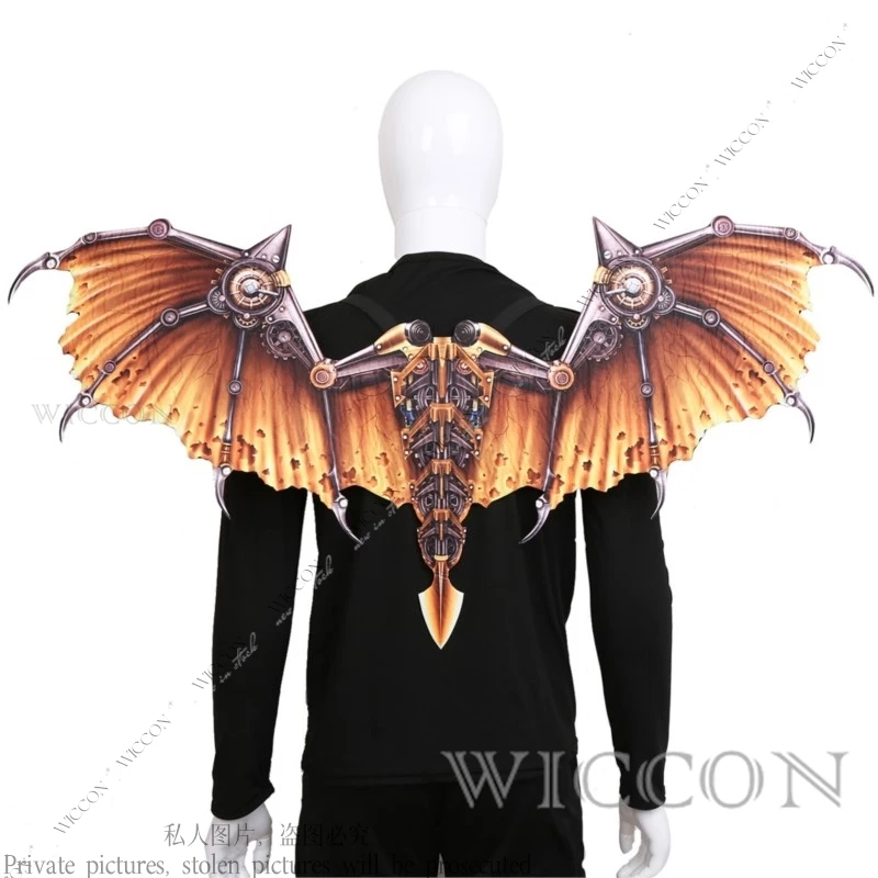 Halloween Carnival Collapsible Non-woven Printing Cosplay Dragon Wings Woman Man Kid Gold Silver Red Party Role Play Funny