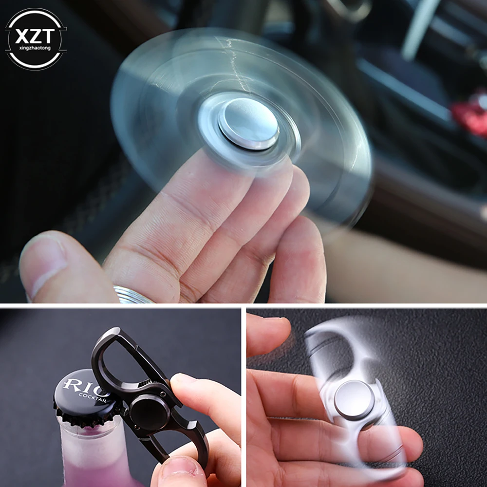 New Creative Fingertip Gyro Key Chain Quality Alloy Multifunctional Bottle Opener Knife Key Ring Men Waist Hanging Car Keychains