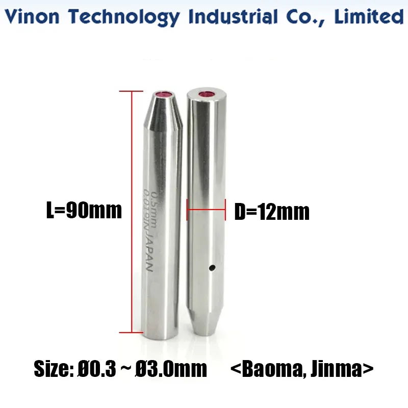 

d=0.3-3.0mm (Length 90mm) edm Ruby Pipe Guide C140D, Tube Drill Guide for Jinma Baoma small hole edm drilling machine