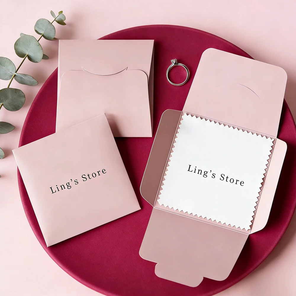 

100Set Individual Packed 8x8cm Silver Polishing Cloth With 8x8cm Case Jewelry Cleaning Wiping Suede Ring Cloth Personalized Logo