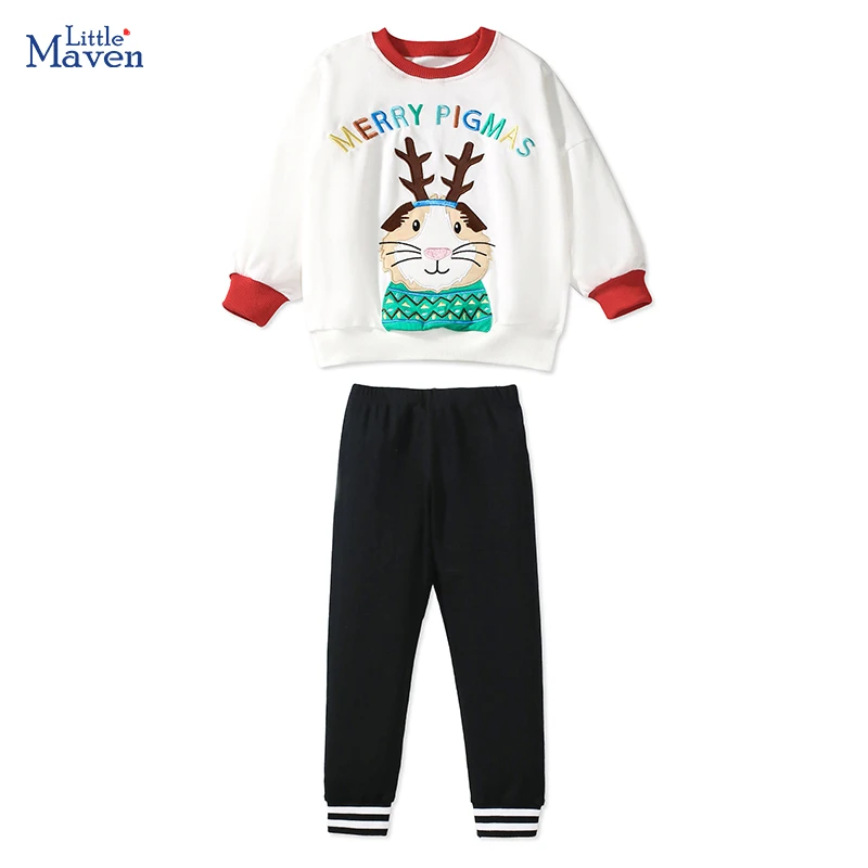 

Little maven Baby Girls 2024 Autumn Christmas Cartoon Sweatershirts Tops+ Legging Sets Kids Clothes Children's Clothing Cotton