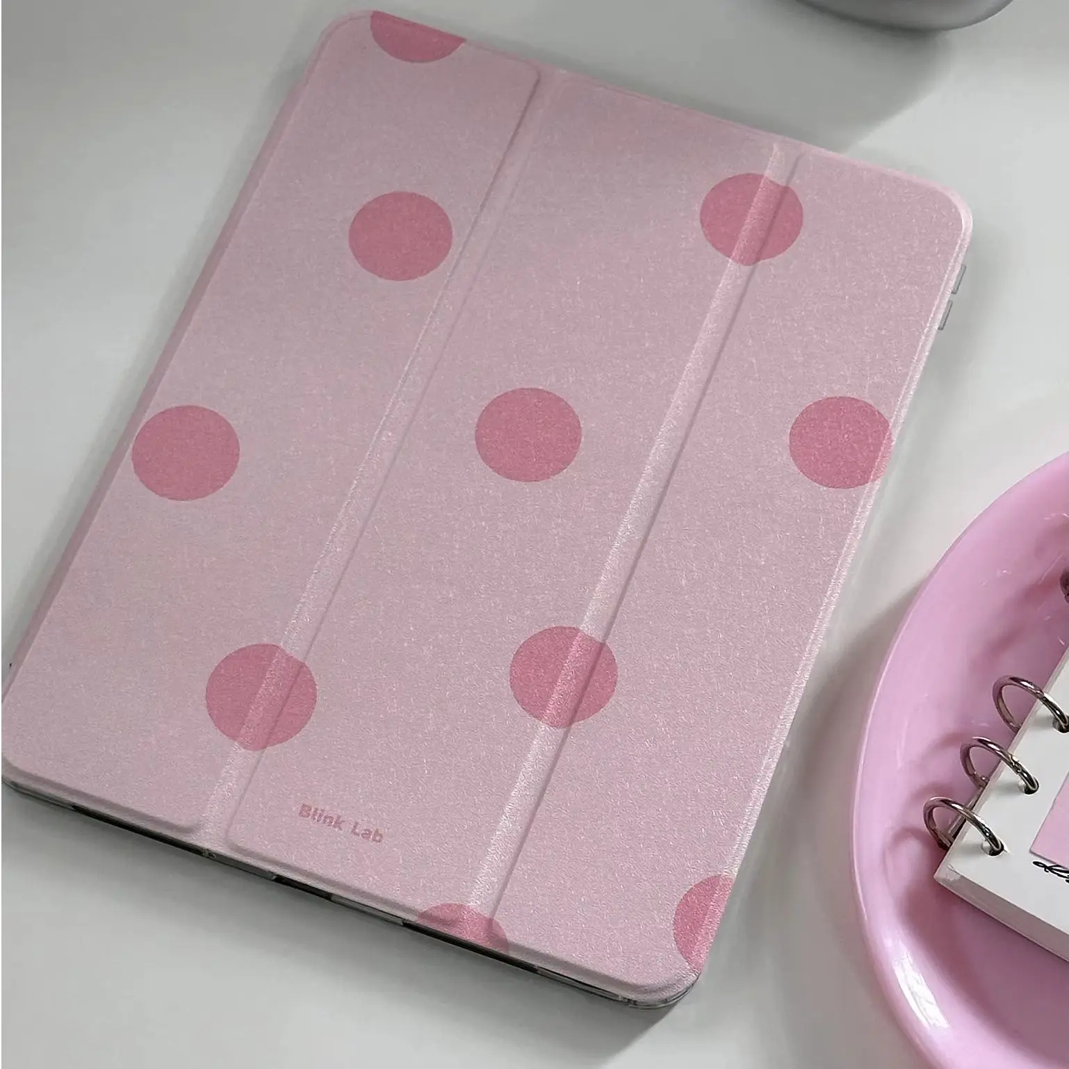 Cute Pink Big Wave Point Y2K Three Fold Cover For iPad Pro 13 11th M5 M4 12.9 A16 10 8 7 9th 10th Air 11 M2 M3 Mini Tablet Case