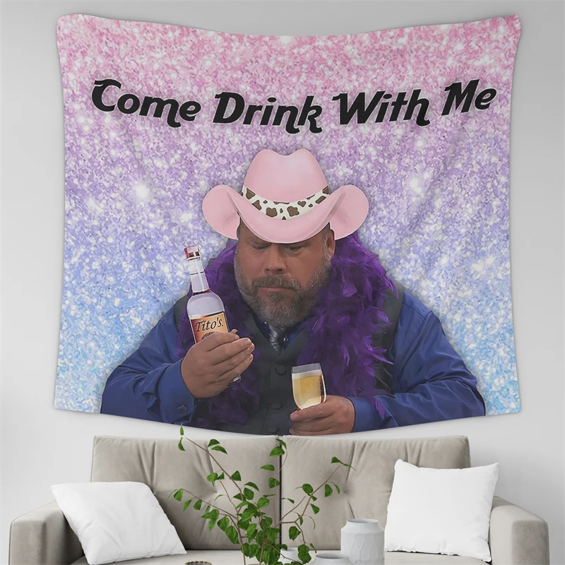 Gaslight Gatekeep Girlboss Come Drink with Me Bertram Winkle Jessie Funny Meme Tapestry Wall Hanging Art for Bedroom Living Room