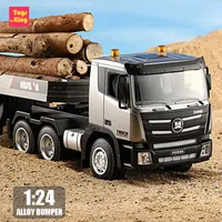 Huina 1/24 2.4G Alloy RC Trailer Semi-hung Flat Truck 9CH Model With Sound Lights Transport Engineering Vehicle Kids Outdoor Toy