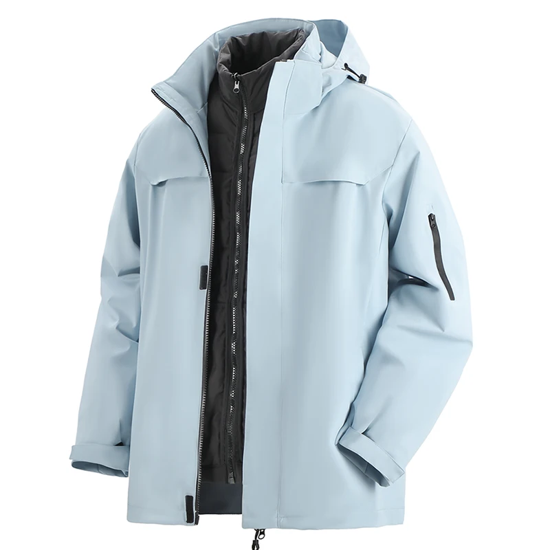 

Men High-end Trendy Jacket fleece Liner 2PC Unisex Jackets Windbreaker Fashionable Sports and Leisure Outdoor Waterproof Jackets