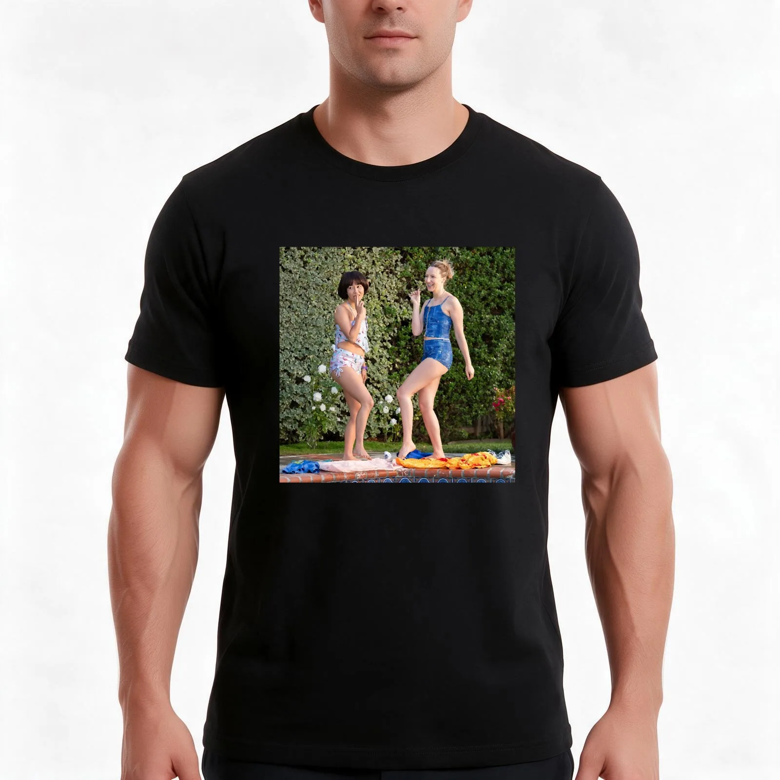 Pen15 Maya and Anna pool T-Shirt, Summer Casual Cotton Tee, Oversized Streetwear Tops, Vintage Graphic Print, Unisex Men Women