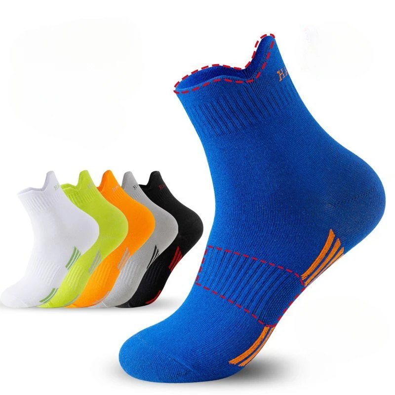 100% Cotton Autumn Winter Long Professional Sports Socks All Cotton Deodorant Absorbent Breathable Thick Sports Running Socks