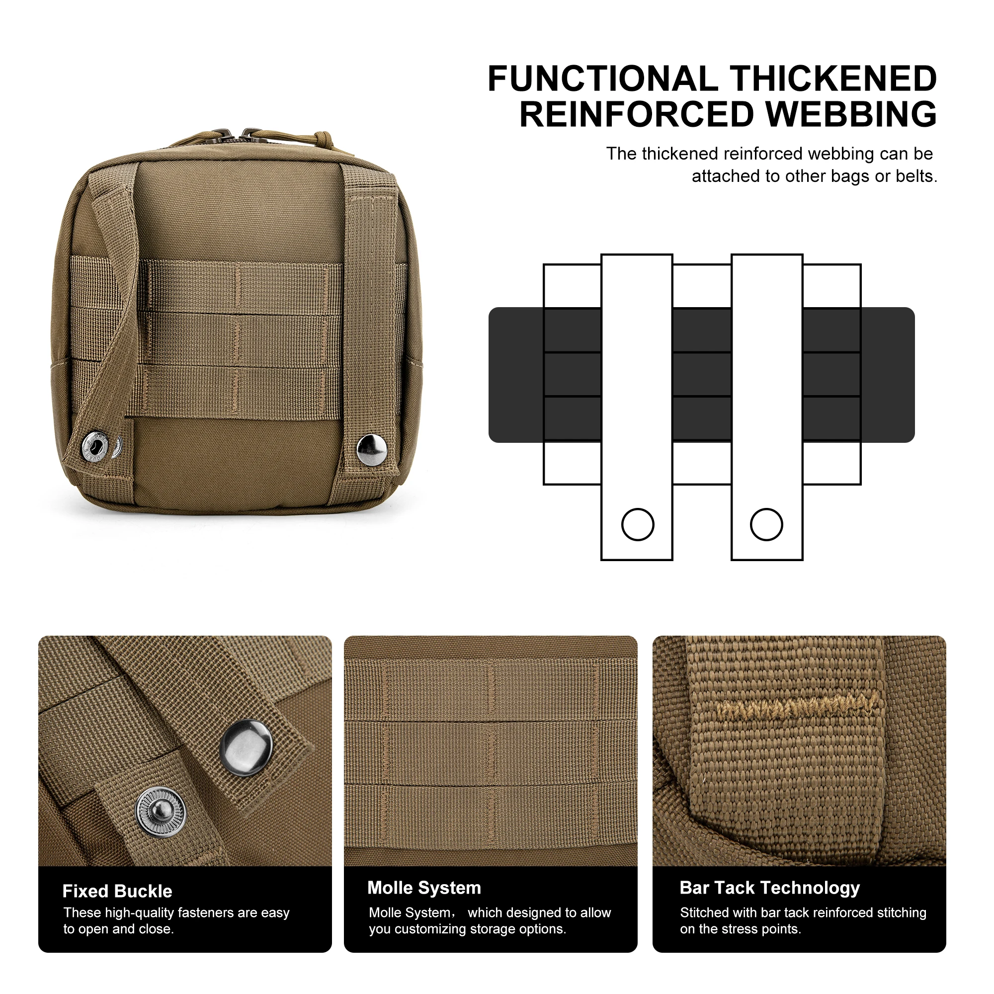 MARDINGTOP Molle Pouch Tactical Tool Pouch Practical Molle Accessory with Molle System Webbing