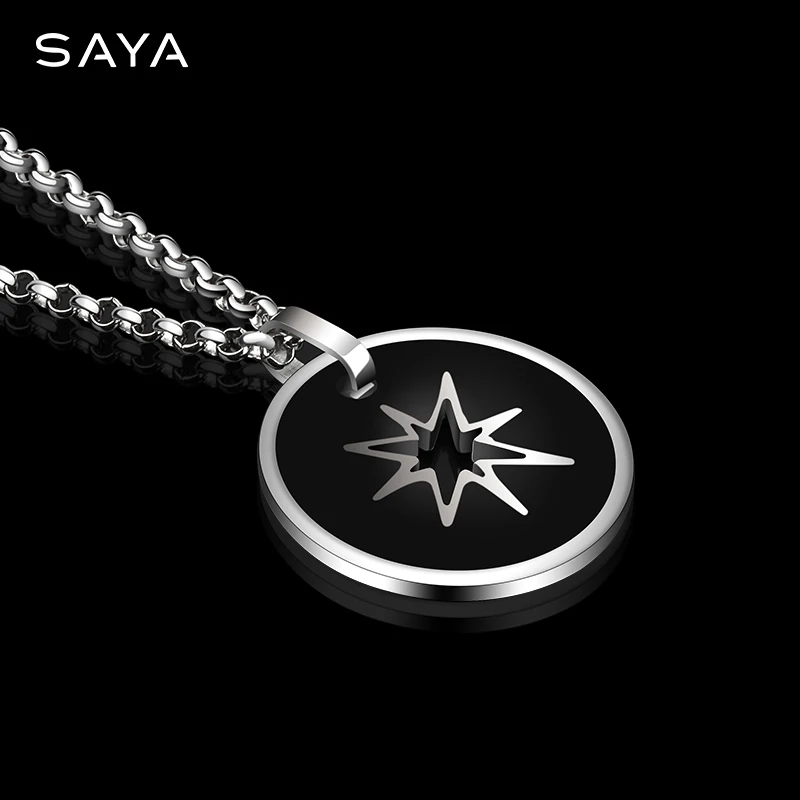 Tungsten Pendant For Men Women Hollow  Casual Spor Fashion Necklace Laser Engraving Picture Symbols Gift