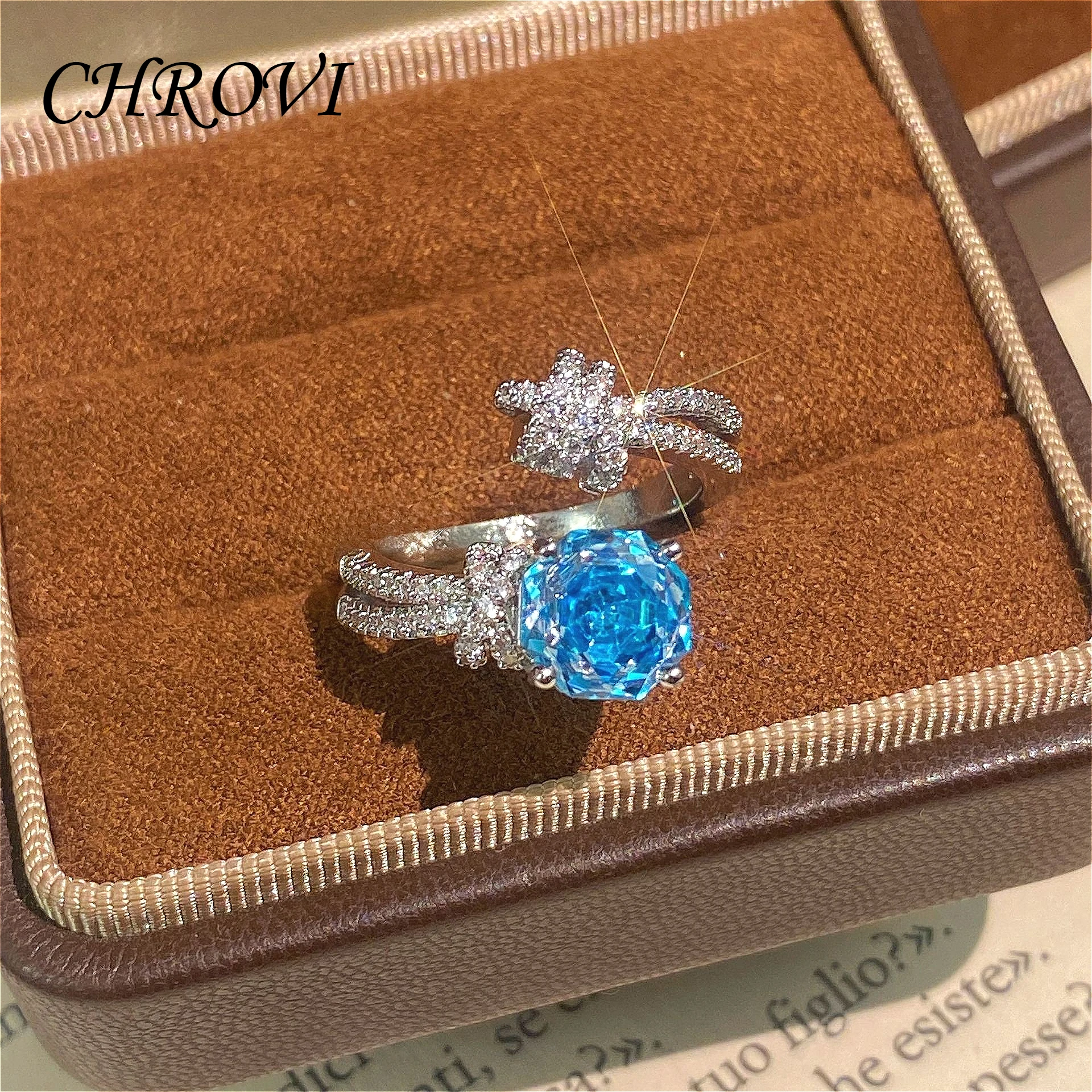 Eleganter 925 Sterling Silber Achteckiger Millennium-Rosenring für Damen Besetzt mit Hochkarätigen Diamantringen – Detail 9