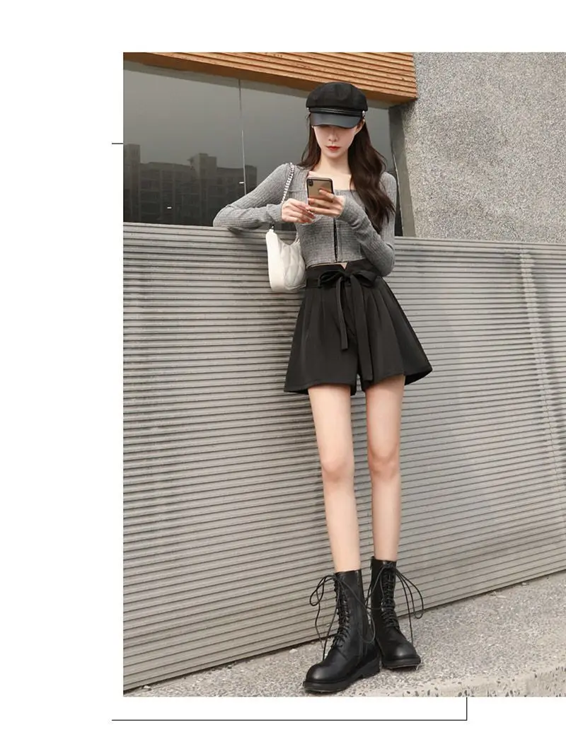 Shorts For Women'S Thin 2025 Summer Korean New High-Waisted A-Line Wide-Leg Hot Pants Casual Pants