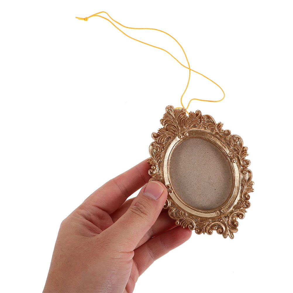 

4Pcs Mini Picture Frames Vintage Oval Rectangle Resin Photo Frame Set Elegant Home Wedding Wall Decorations