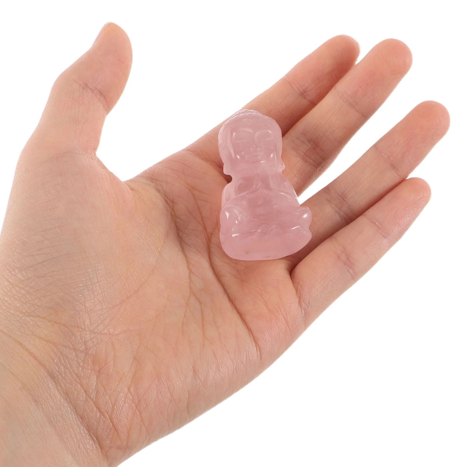 

Hand-Carved Rose Quartz Buddha Crystal Statue for Spiritual Room Decor Meditation Space Zen Garden Decor