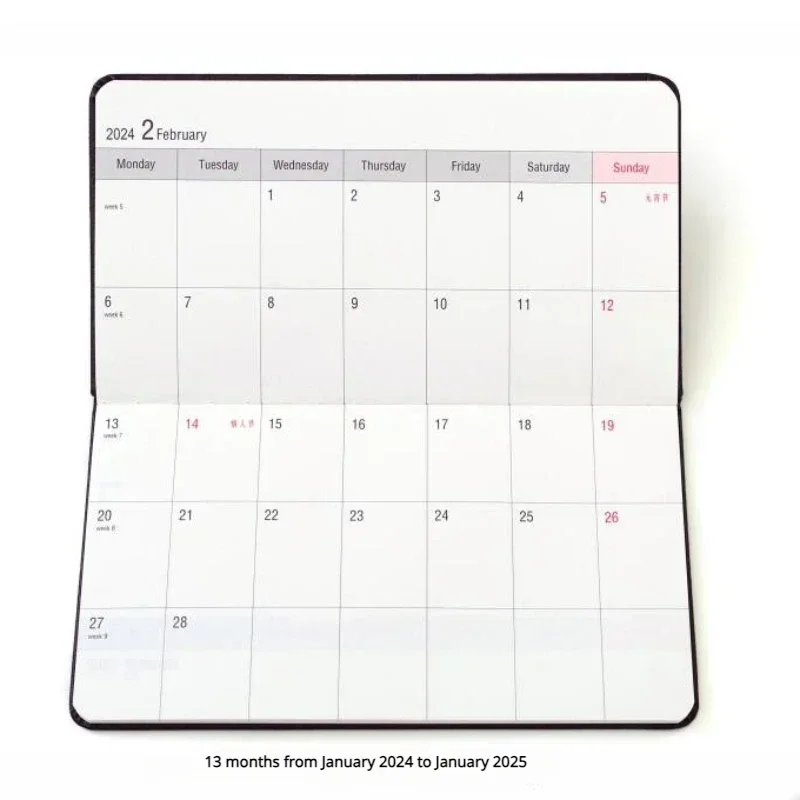 2024 Daily Agenda Planner English Version Monthly Planner Notepad Cute Stationery Schedule Writing Pads School Supplies