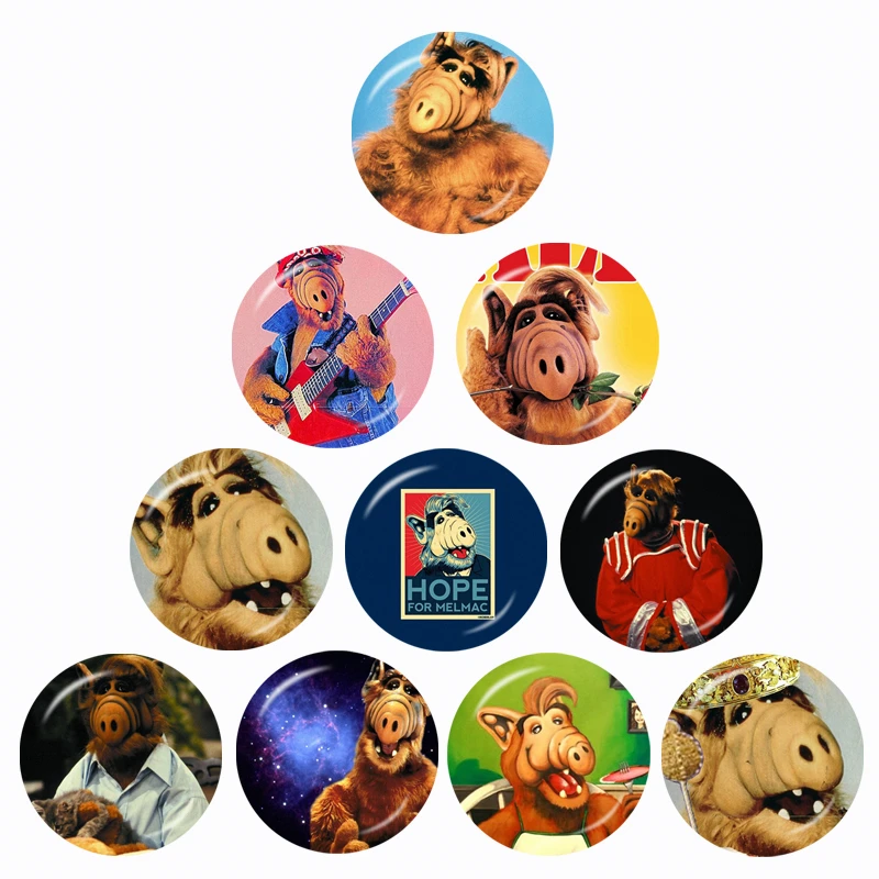 Alf Cartoon 10 Pcs 12mm/16mm/18mm/20mm/25mm/30mm Round Photo Glass Cabochon Demo Flat Back Making Finding