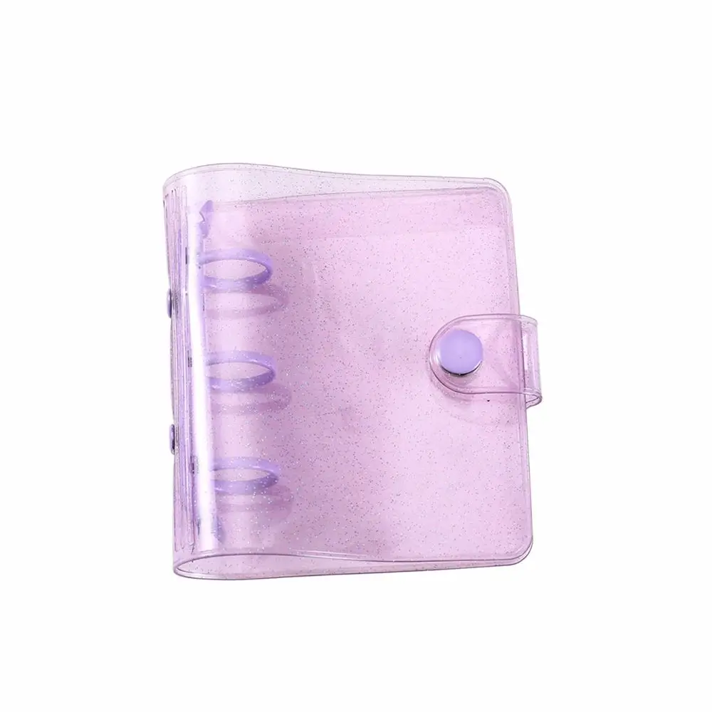 Mini Portable Glitter Notebook Pages Handbook Transparent Binder Notebook Cover Card Organizer Photo album 3 Hole Binder Clip