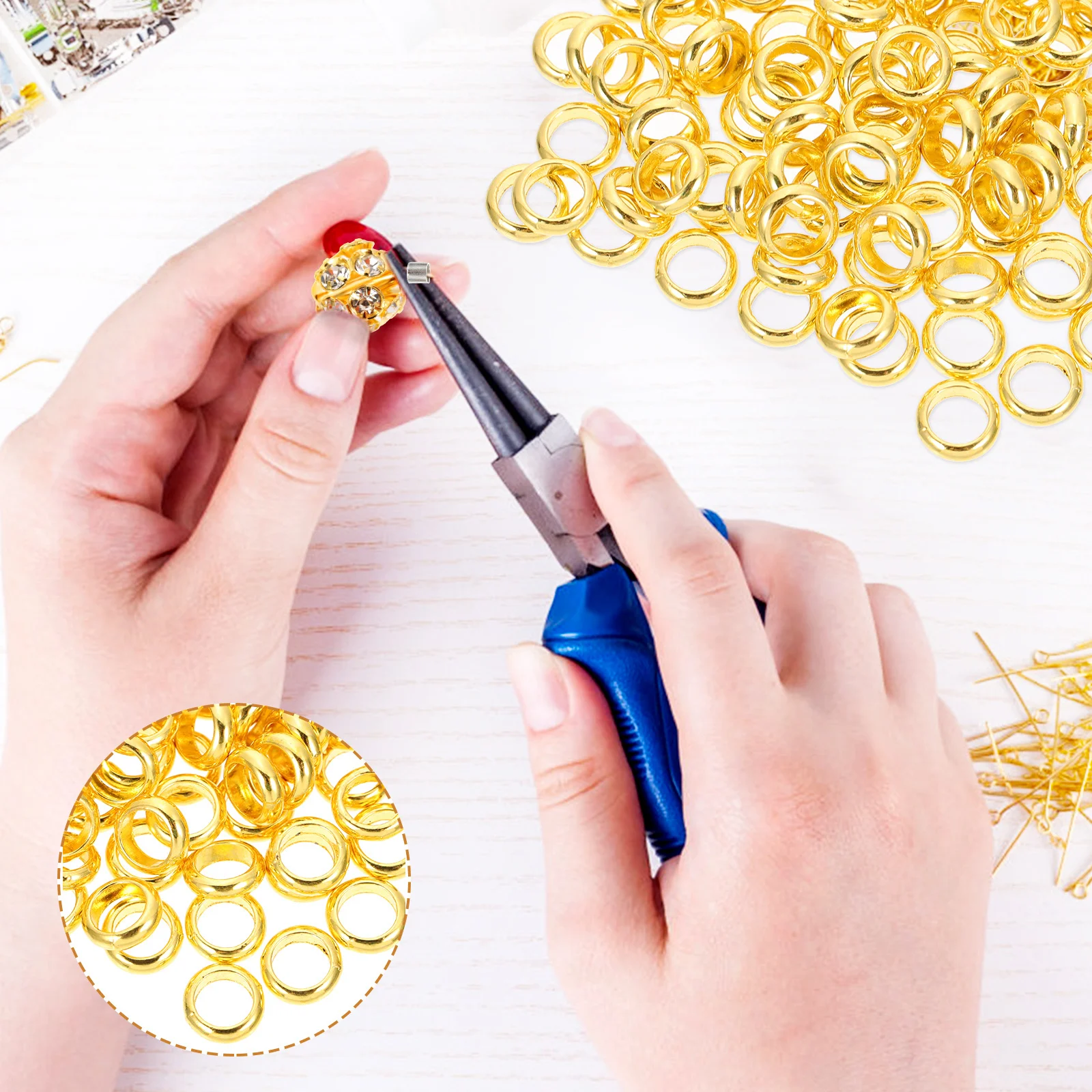 

100Pcs Alloy Beads Accessories Large Hole Spacer Beads DIY Jewelry Making Bracelet Necklace Craft Supplies Necklace Accessories