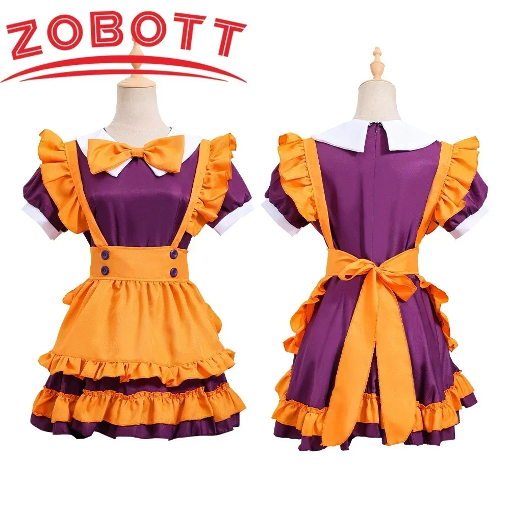 Color Cosplayer Halloween vestidos de Lolita naranja Anime japonés mucama Cosplay disfraz camarera fiesta escenario sirviente disfraces