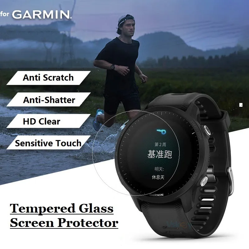 Protector de pantalla de 5 piezas para reloj inteligente, película protectora de vidrio templado para Garmin Forerunner 55 / Forerunner 45 45S