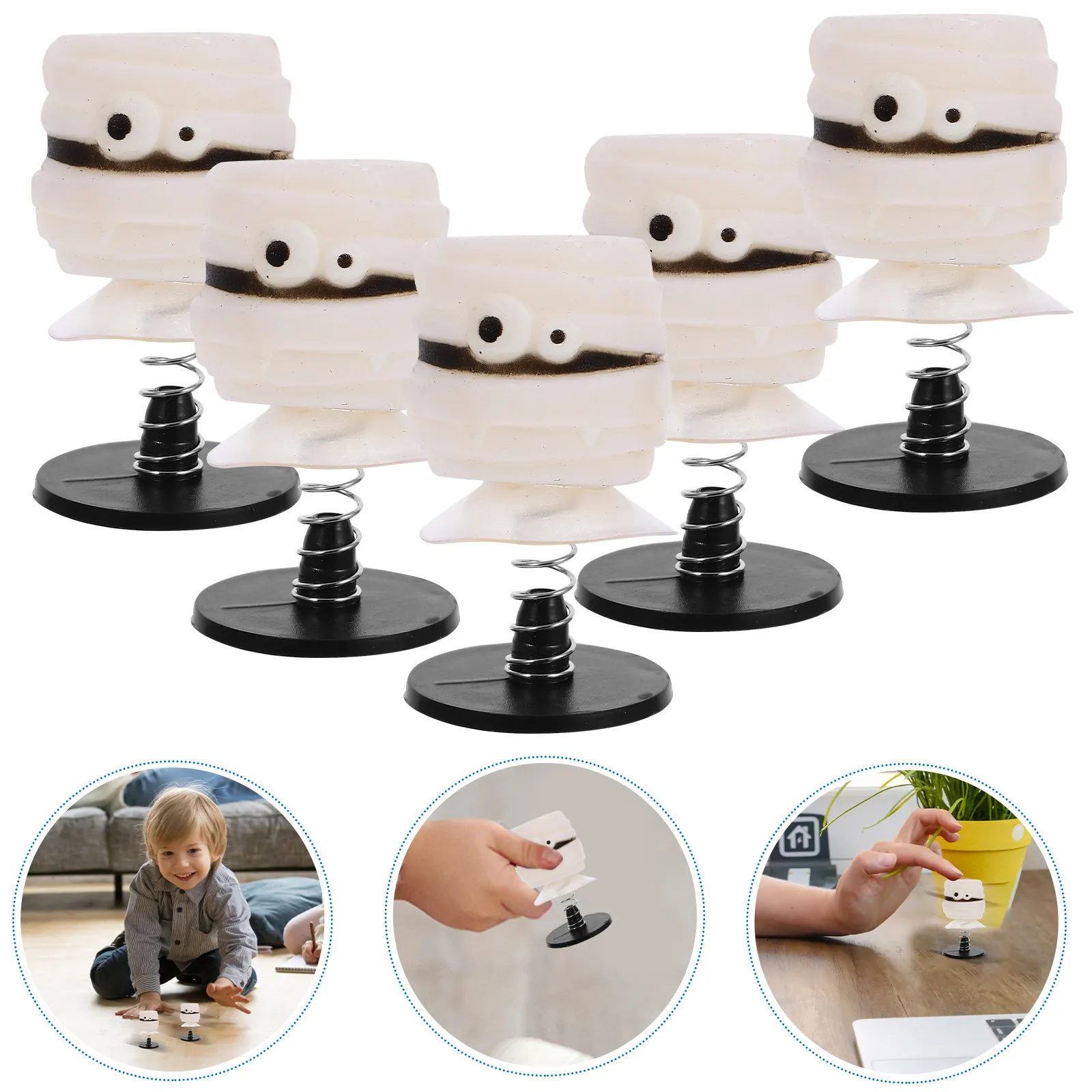 5Pcs Halloween Spring Jumping Cartoon Creative Desktop Party Supply Fun Colorful Kid Friendly Decoration Goody Bag Filler
