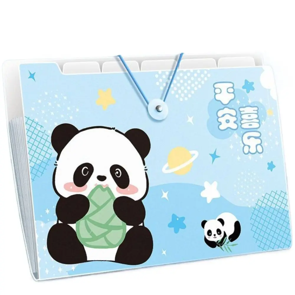 Cute Panda A4 File Bag File Folder Large Capacity 5/8/12 Layers Student Homework Orginizer Chinese Style with Index Stickers