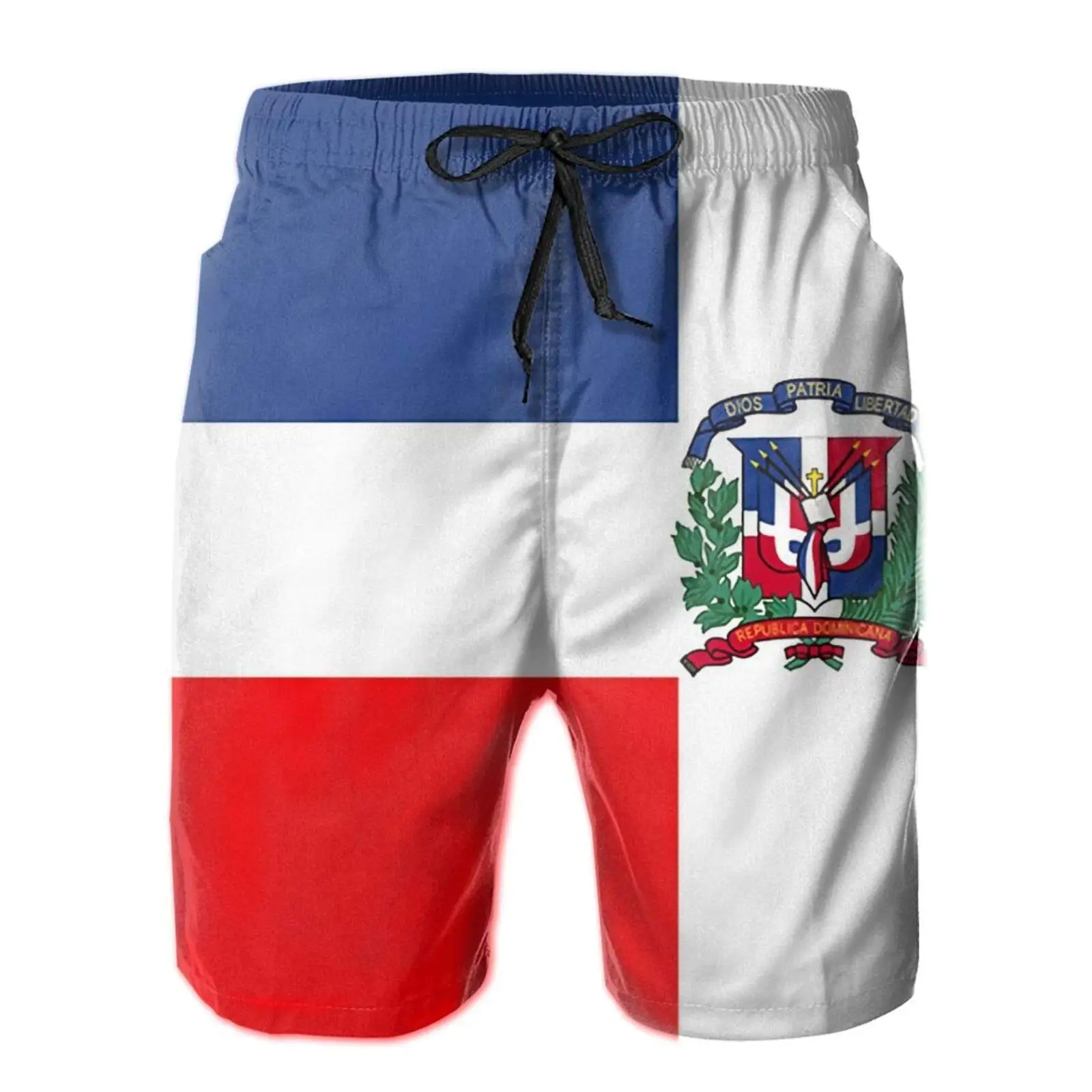 Mens Swim Trunks Dominican Republic Flag Surfing Beach Board Shorts Swimwear