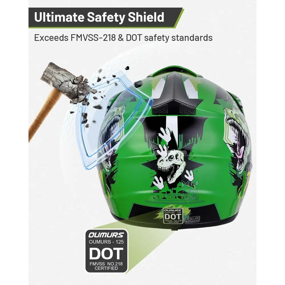 Youth Dirt Bike Helmet with Goggles and Gloves, Suitable for 5-14 Years, Unisex ATV Helmet for Kids, Ideal for Motocross, BMX, M