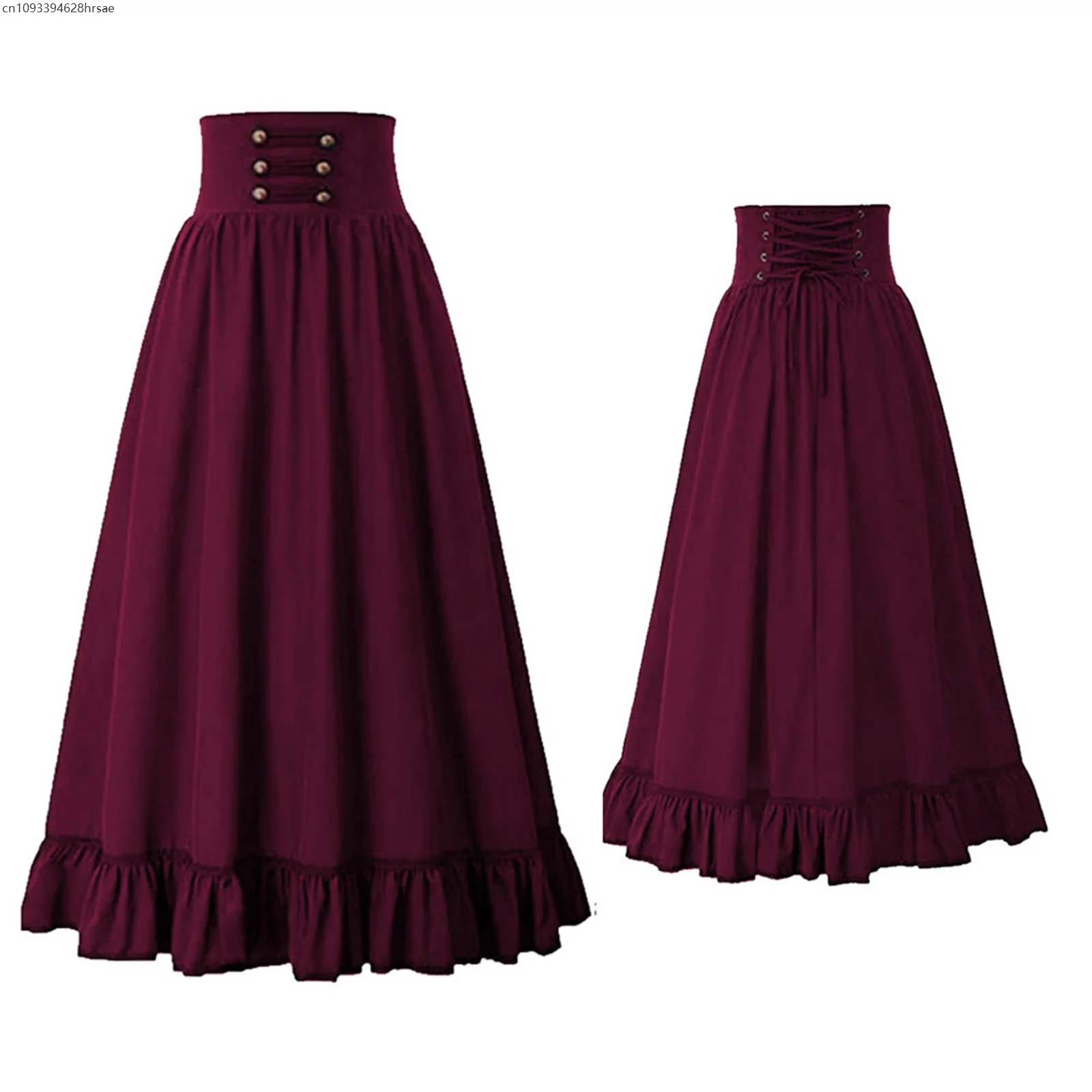 Medieval Retro Fishtail A-Line Skirt Renaissance Girl Stage Dress Halloween Costumes For Women High Waist Swing Gown