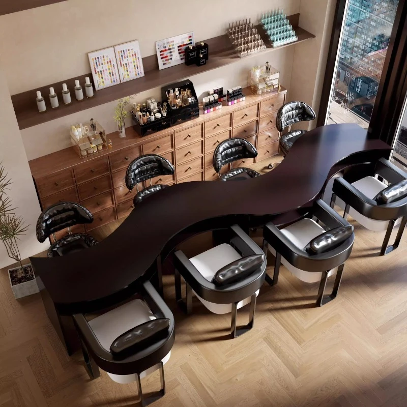 

2025 Year of the Snake S-shaped manicure table and chair set, antique manicure shop special table